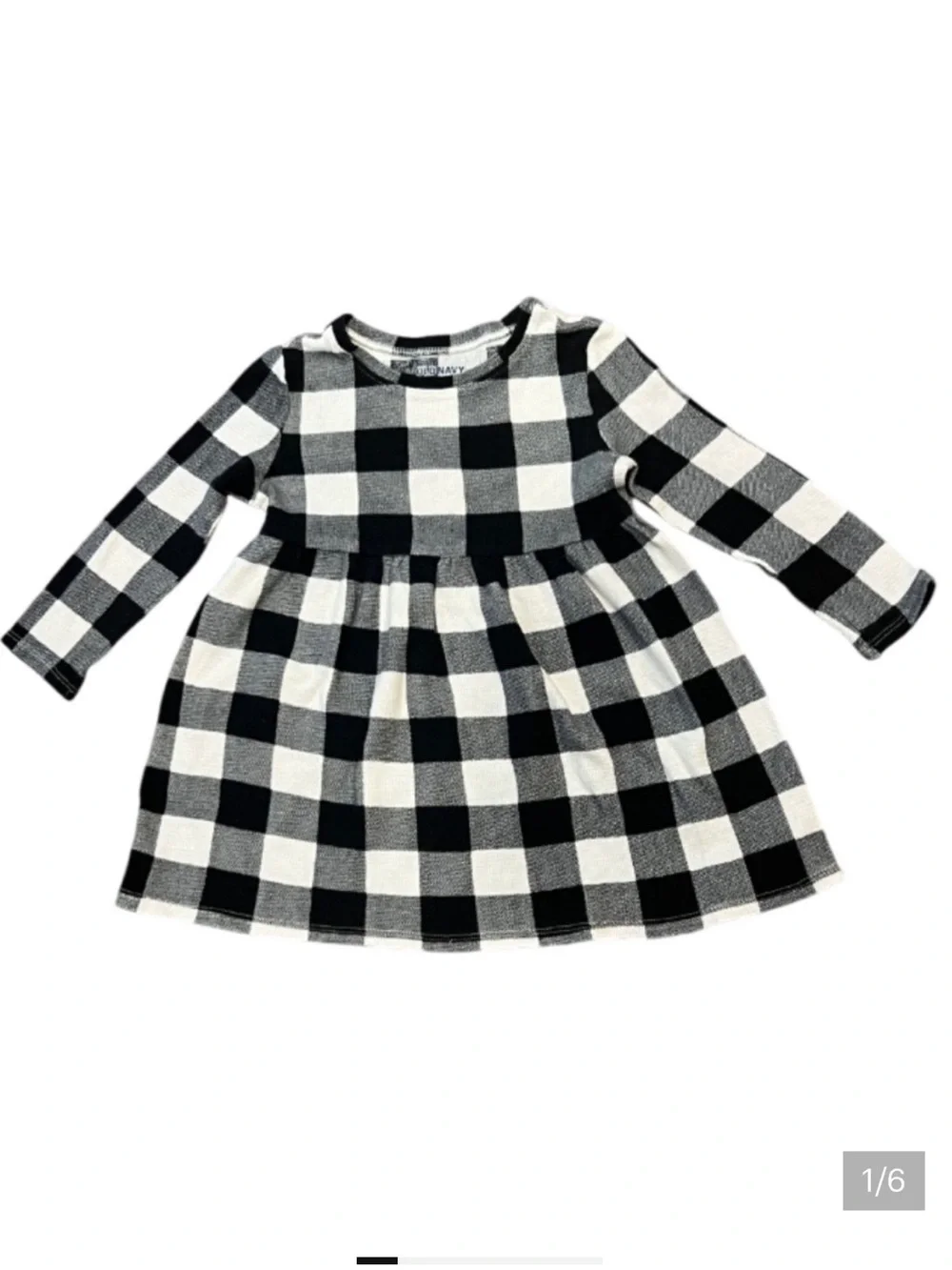 Old Navy Black/White Checkered Gingham Kids Sweater Dress Size 3T